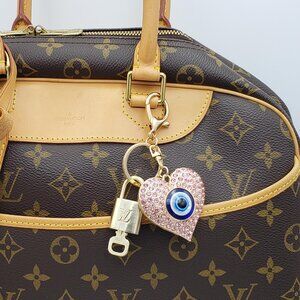 Authentic Louis Vuitton Lock & Key with Unbranded Evil Eye Heart Charm, Keychain
